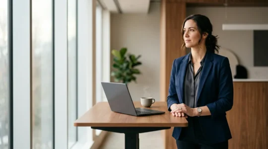 Professional navigating career challenges while managing bipolar disorder with resilience and determination