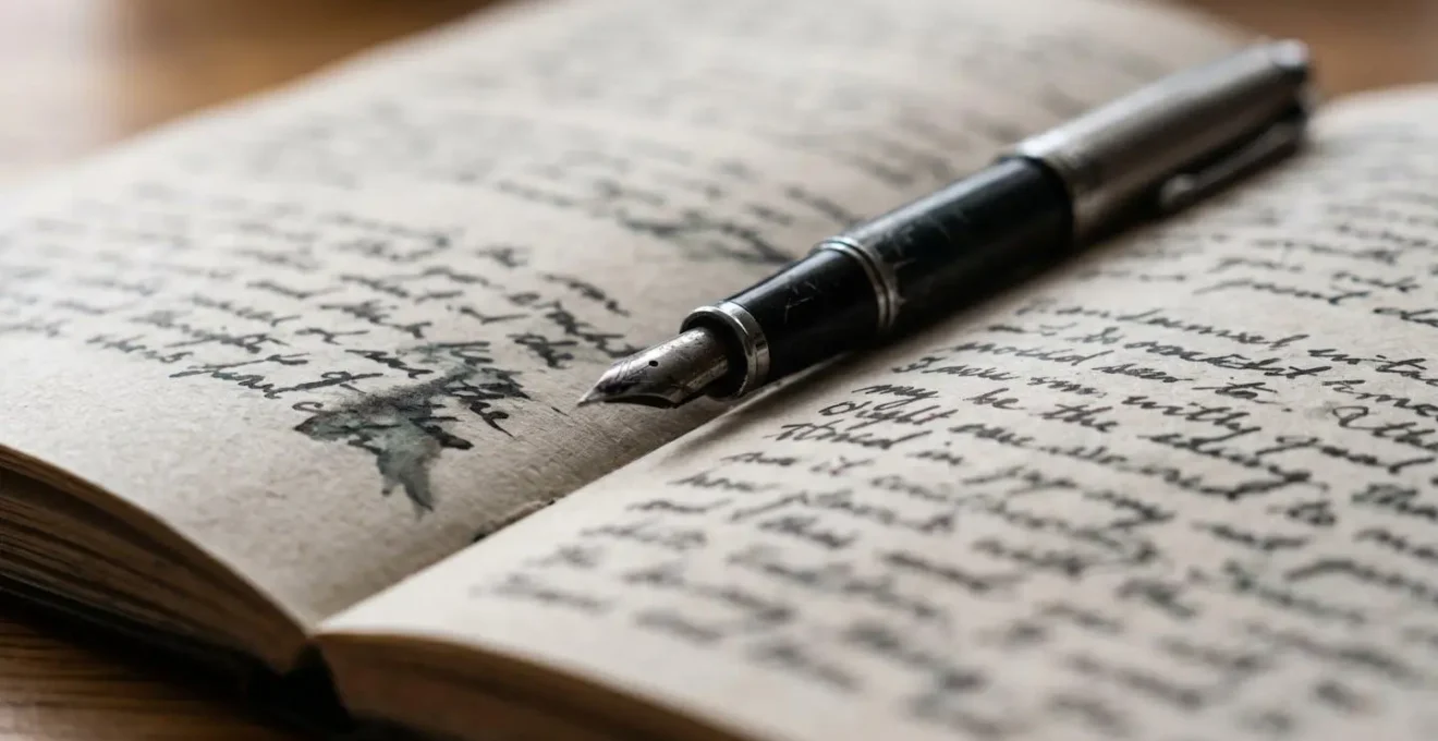 Macro close-up of handwritten journal pages showing detailed symptom documentation process