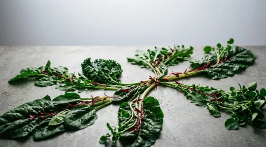 Vibrant dark leafy greens showcasing the essence of nitric oxide production for cardiovascular health