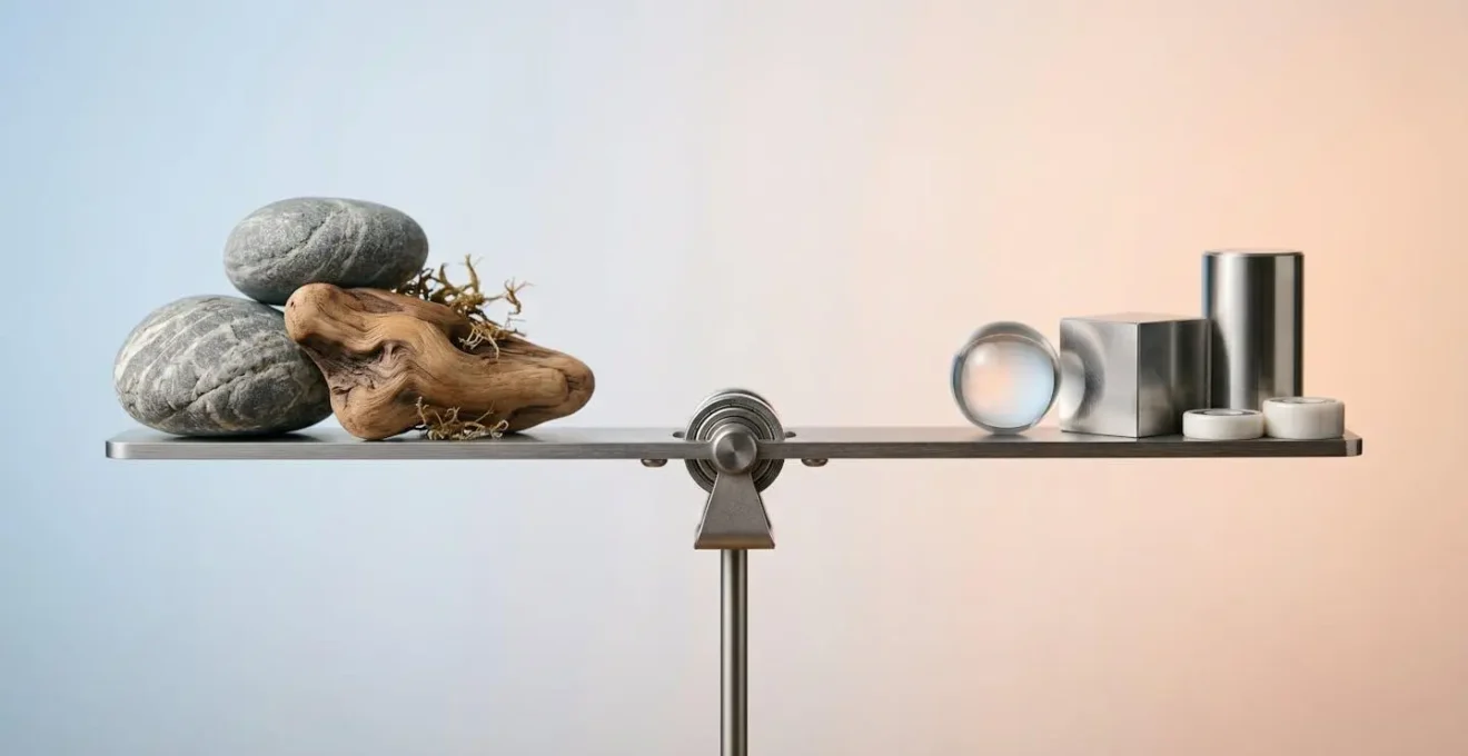 Abstract visual metaphor showing balance between seeking excitement and experiencing contentment