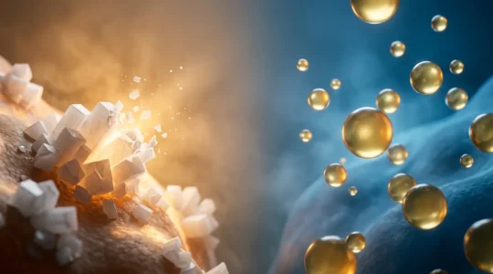 Cellular metabolic transformation showcasing energy pathway flexibility after chronic dieting recovery