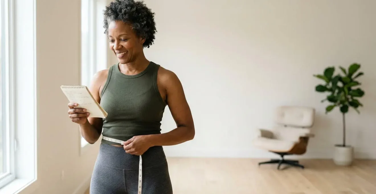 Person measuring body composition metrics for basal metabolic rate assessment without laboratory equipment