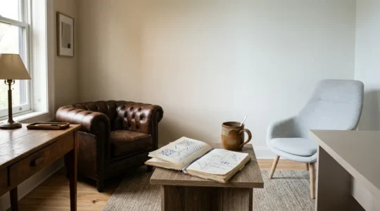 A visual metaphor contrasting evidence-based psychiatric treatment with traditional analytical methods in a clinical mental health setting