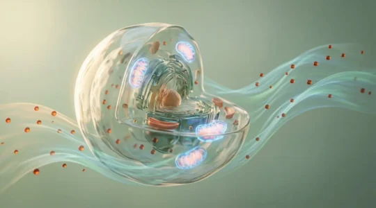 Abstract visualization of antioxidant protection and cellular health restoration through daily lifestyle choices