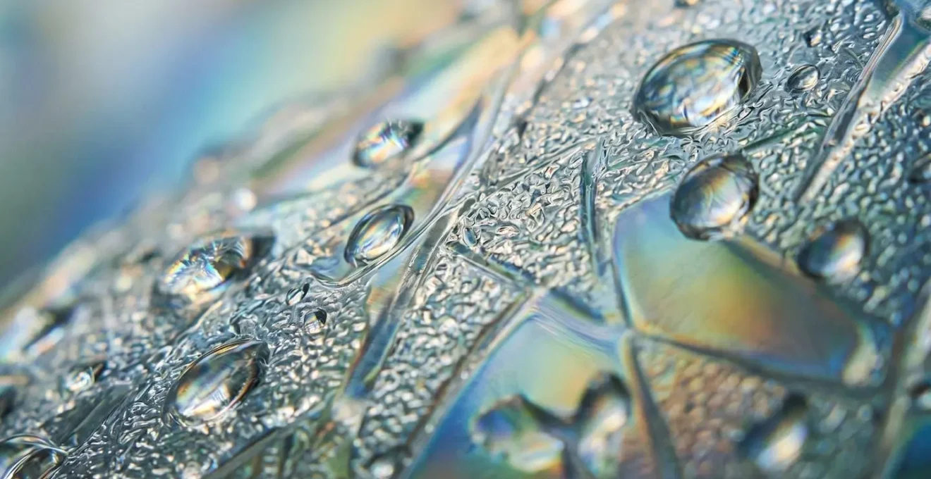 Macro view of plastic surface texture showing environmental contaminants at microscopic level
