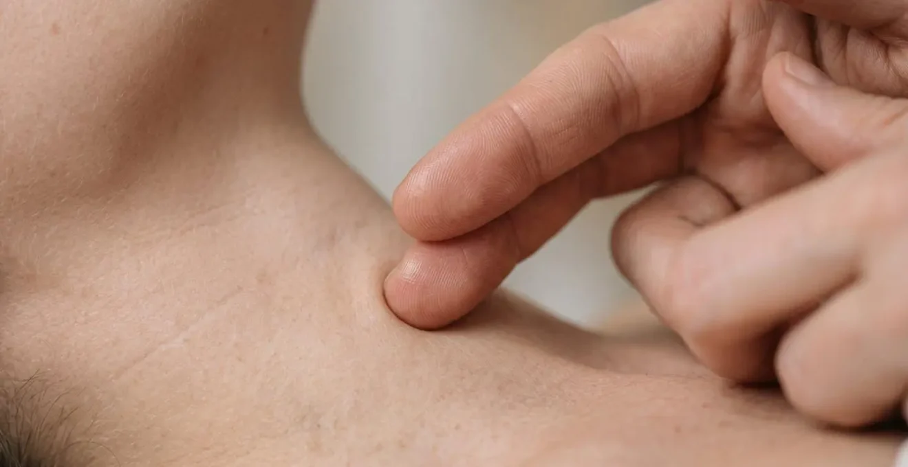 Detailed macro view of morning self-care massage technique