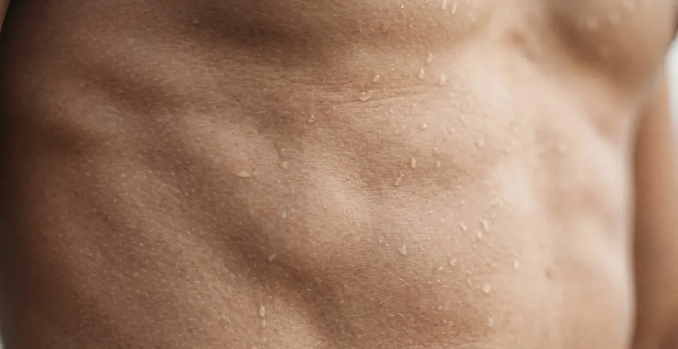 Extreme macro close-up showing detailed texture of breath-related physical exertion