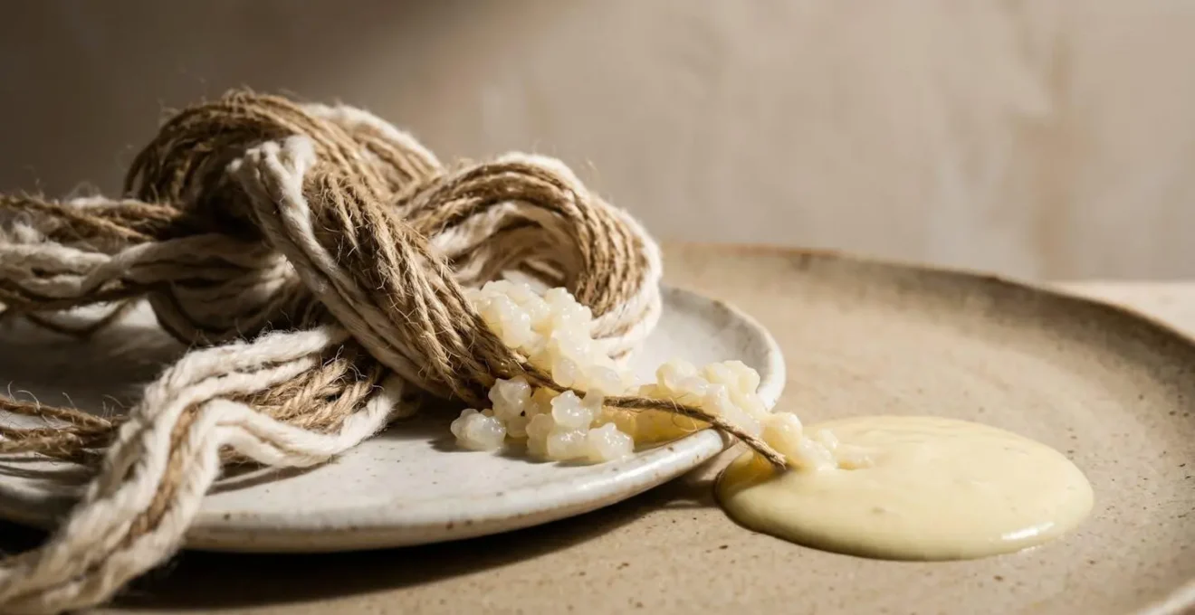 Symbolic visual metaphor showing the harmonious interaction between fiber and beneficial bacteria